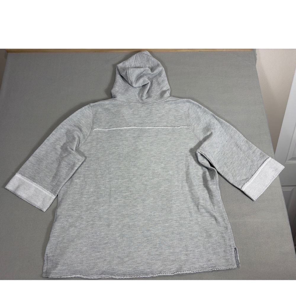 Soft Surroundings Grey Marl Henley Hoodie 3/4 Sleeve Waffle Knit 2X 5AG32 - Picture 7 of 9
